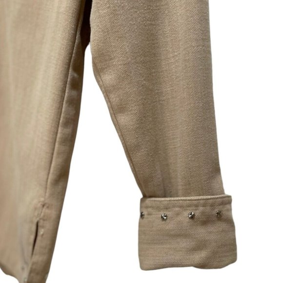 Vintage BIG YANK Beige Button Front Polyester Beaded Western Shirt Large - Picture 5 of 9